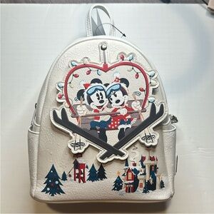 Loungefly White Backpack with Disney Winter Scene